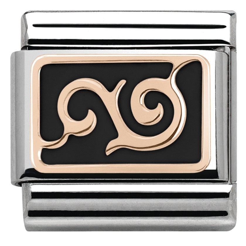Nomination  Rose Gold Black Curl Charm