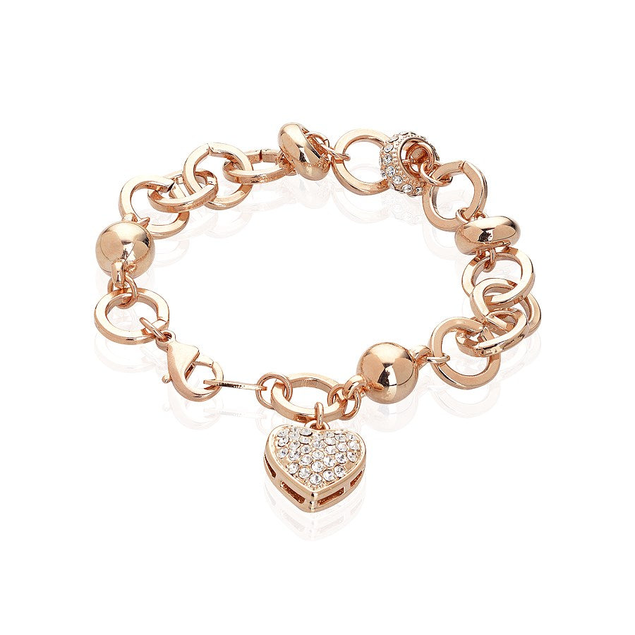 August Woods Crystal Heart Rose Gold Bracelet 