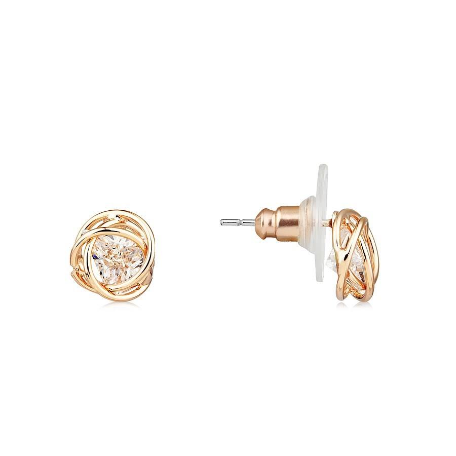 August Woods Rose Gold CZ Swirl Stud Earrings