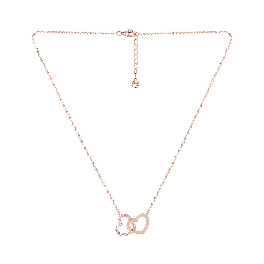 Argento Rose Gold Interlocking Hearts Necklace