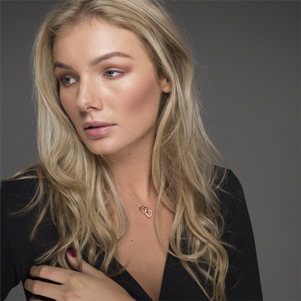 Argento Rose Gold Interlocking Hearts Necklace