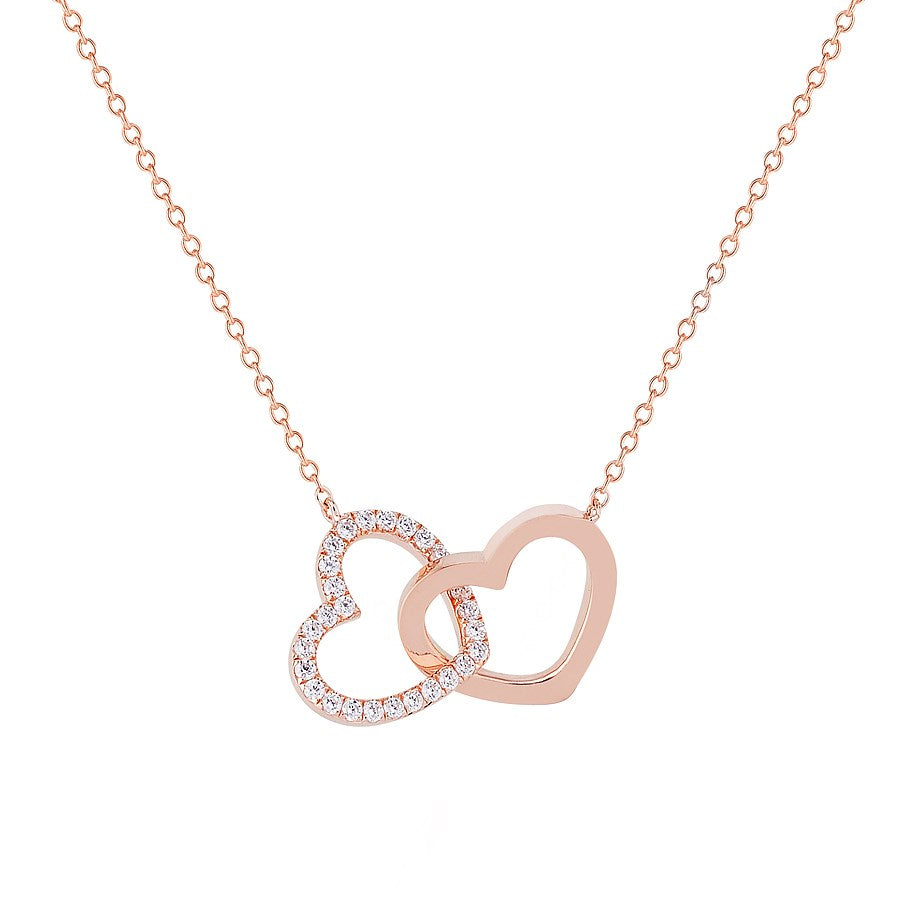 Argento Rose Gold Interlocking Hearts Necklace