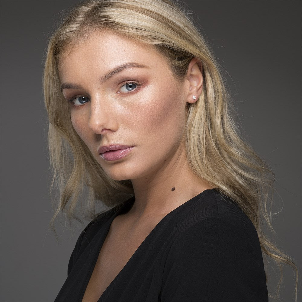 Argento Silver Sparkling Star Studs