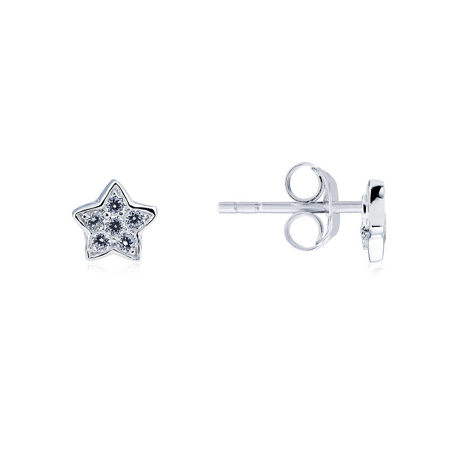 Argento Silver Sparkling Star Studs