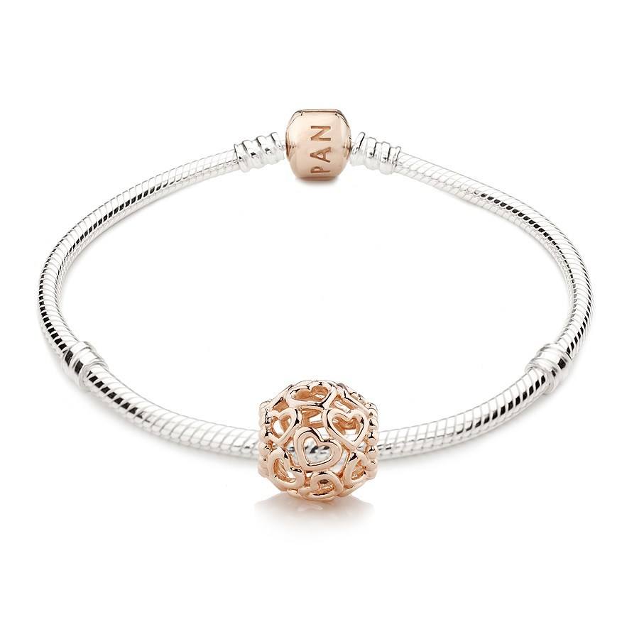 Pandora Rose Gold Openwork Hearts Charm