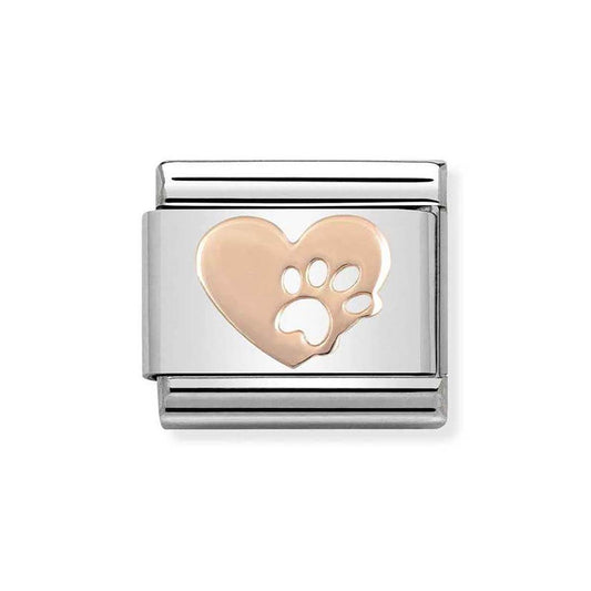 Nomination Rose Gold Heart With Paw Print Charm