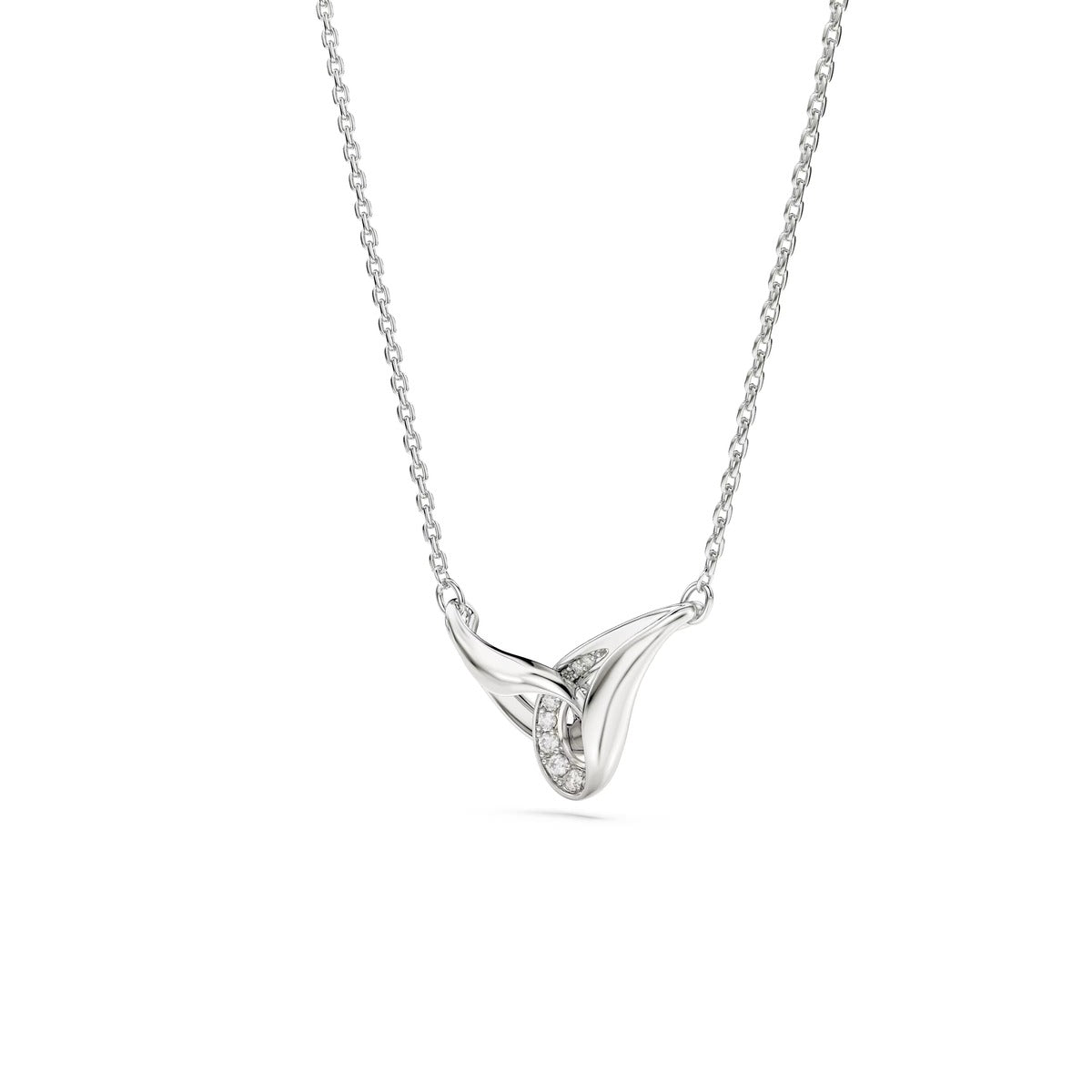 Swarovski Classica Sterling Silver White Round Cut Interlocking Necklace