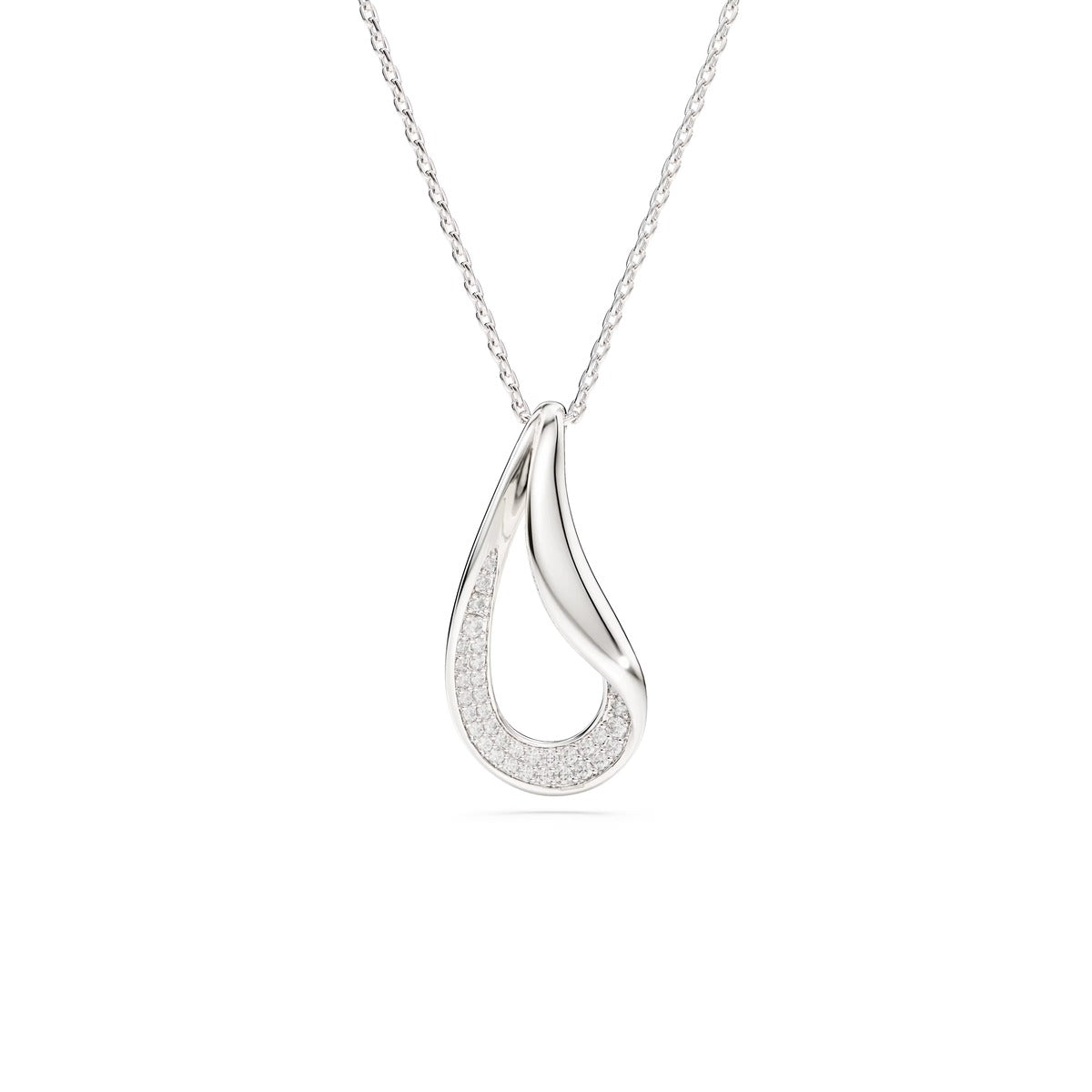 Swarovski Classica Sterling Silver White Round Cut Long Necklace