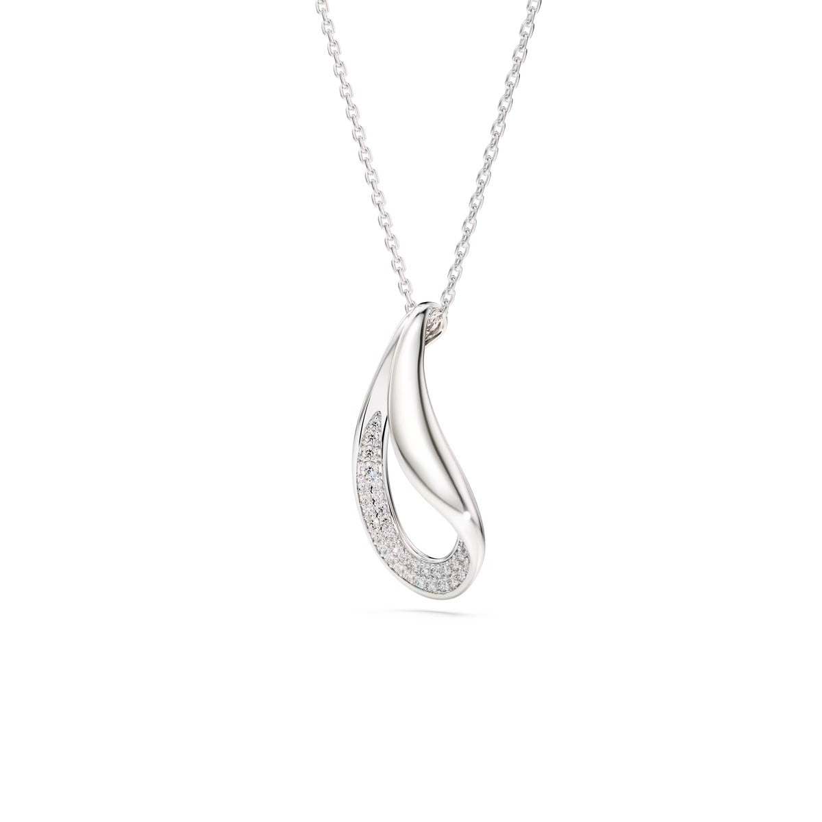 Swarovski Classica Sterling Silver White Round Cut Long Necklace
