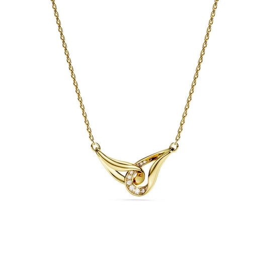 Swarovski Classica Sterling Silver Gold Round Cut Interlocking Necklace