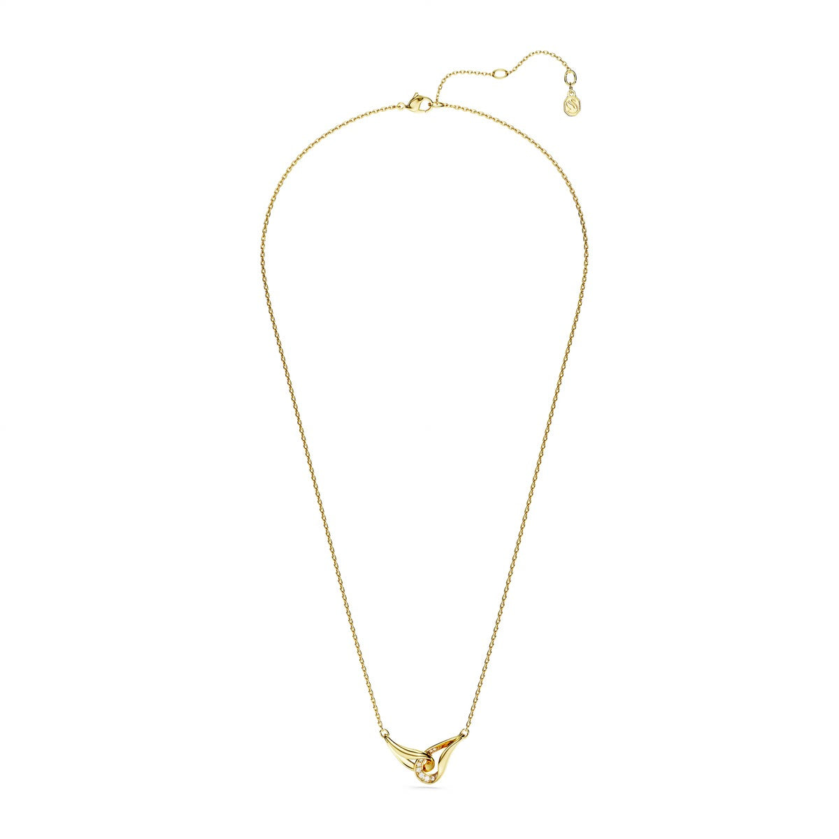 Swarovski Classica Sterling Silver Gold Round Cut Interlocking Necklace