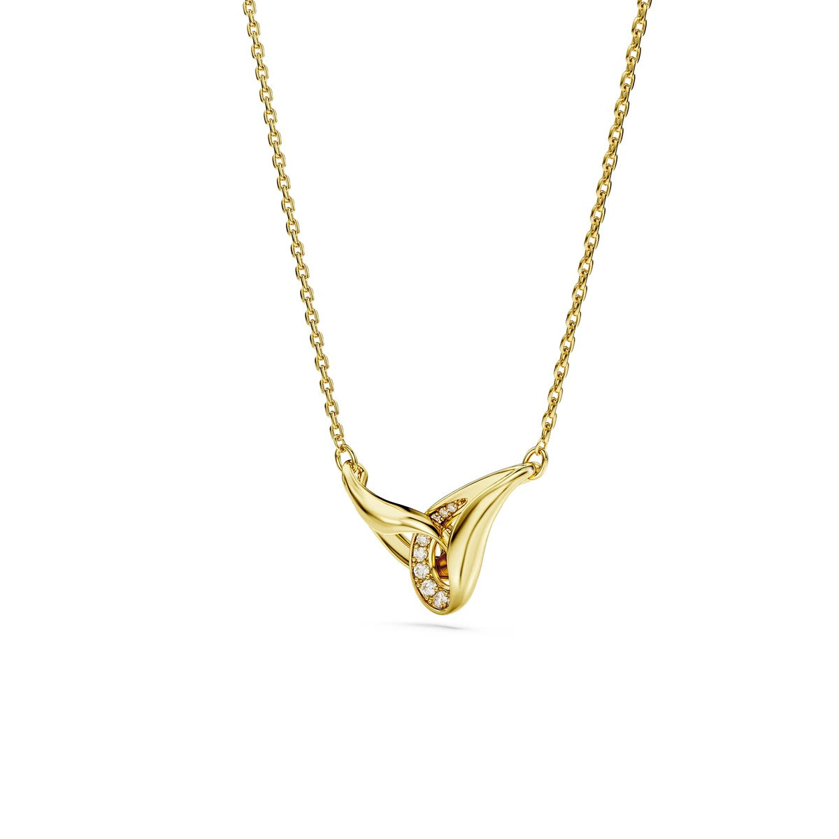 Swarovski Classica Sterling Silver Gold Round Cut Interlocking Necklace