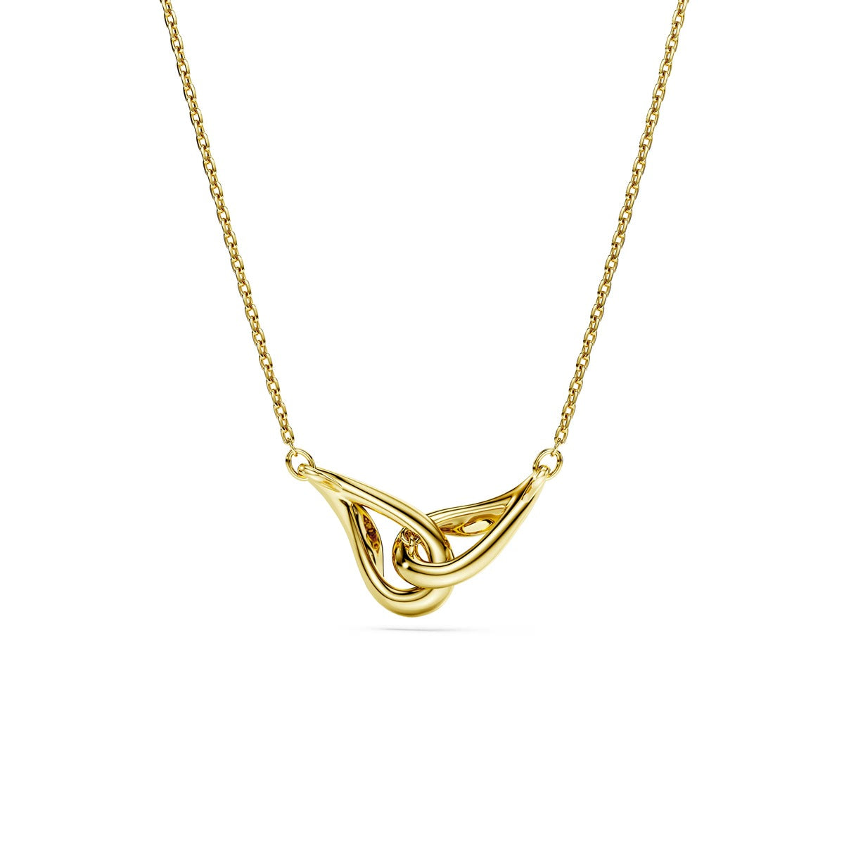 Swarovski Classica Sterling Silver Gold Round Cut Interlocking Necklace