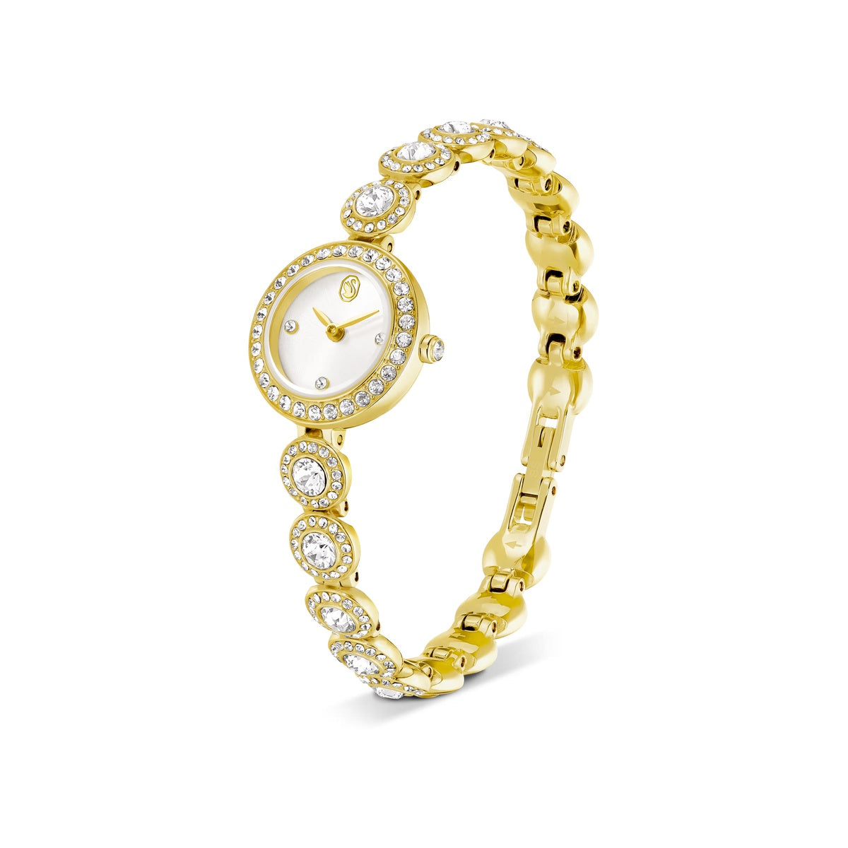 Swarovski Una Angelic Gold White Crystal Bracelet Watch