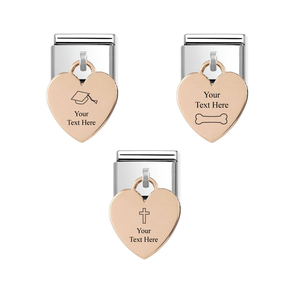Nomination Rose Gold Heart Engraving Charm