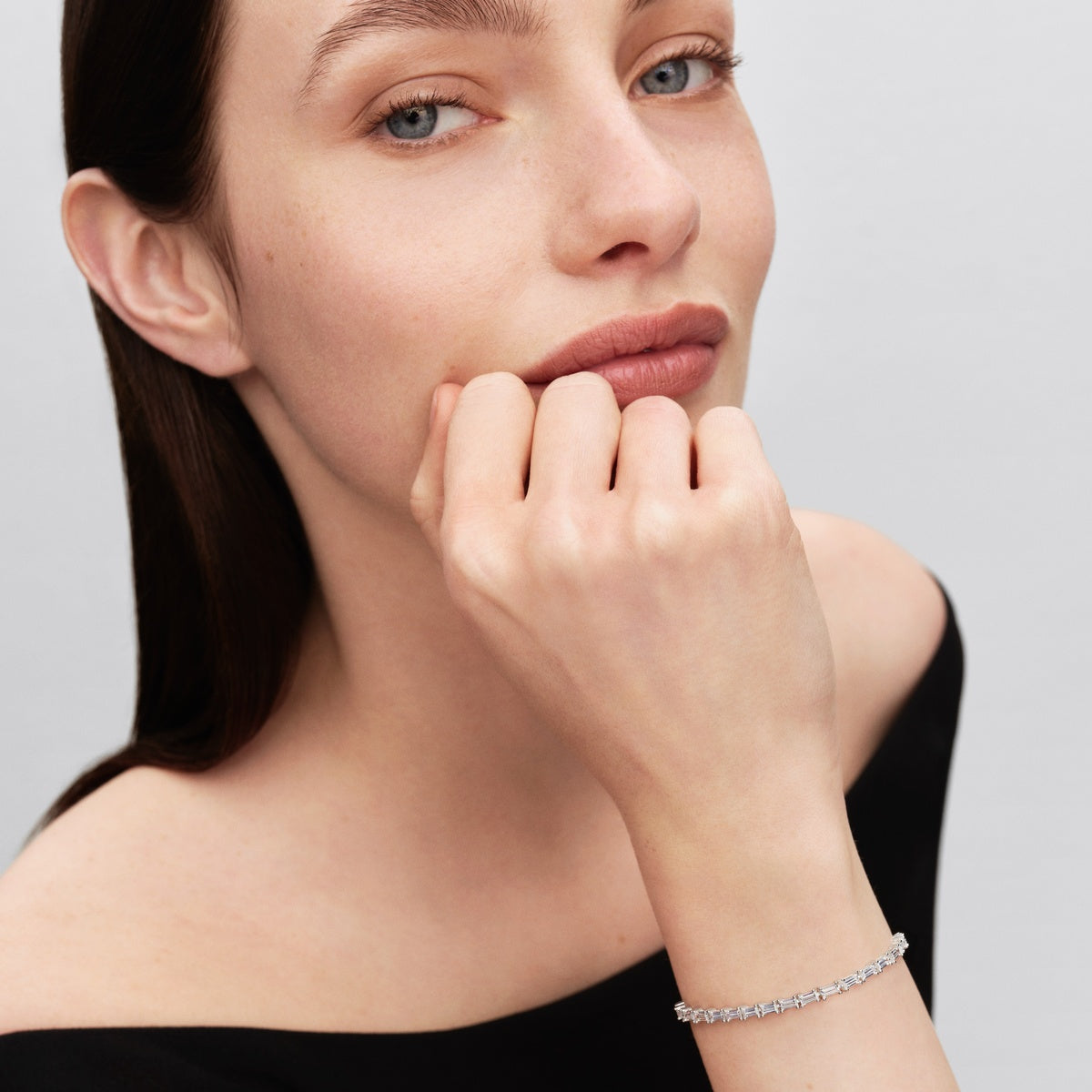 Pandora Silver Sparkling Baguette Tennis Bracelet