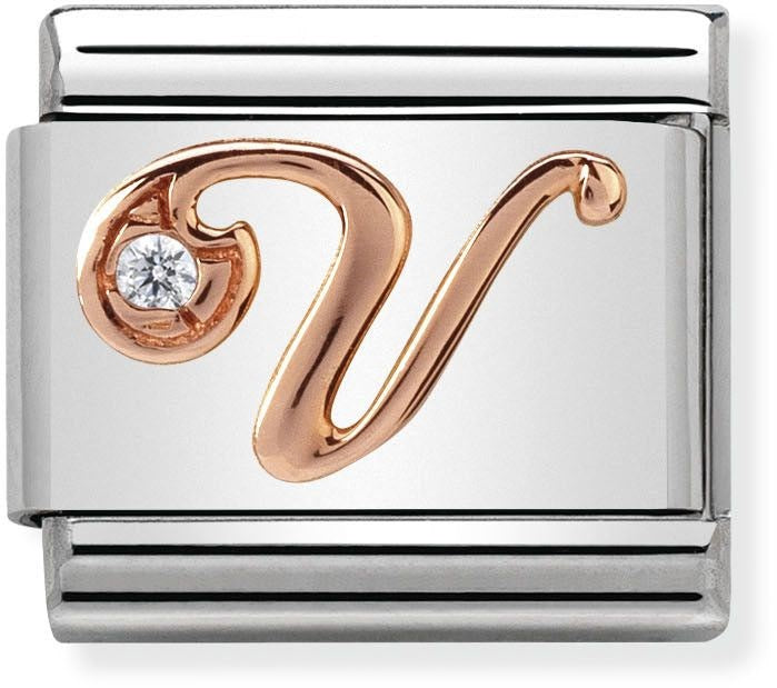 Nomination Rose Gold Letter V Charm