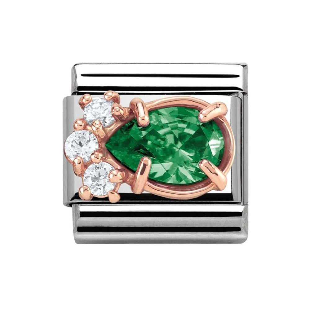Nomination Couture Rose Gold & Green Crystal Charm