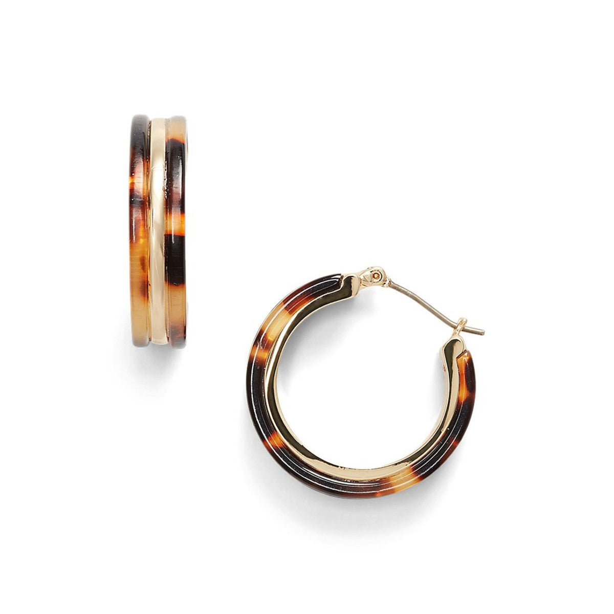Lauren Ralph Lauren Gold Tone & Tortoise Hoop Earrings