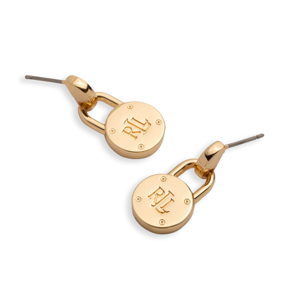Lauren Ralph Lauren Gold Tone Logo Padlock Drop Earrings