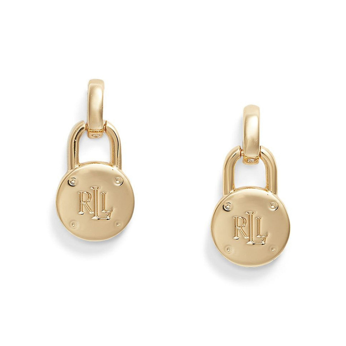 Lauren Ralph Lauren Gold Tone Logo Padlock Drop Earrings