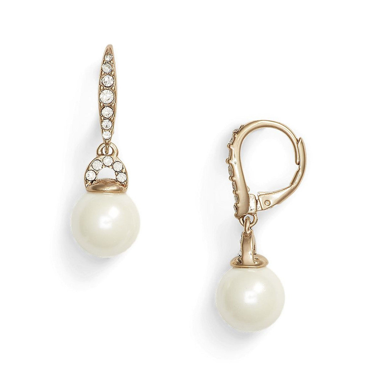 Lauren Ralph Lauren Gold Tone & Crystal Pearl Drop Earrings