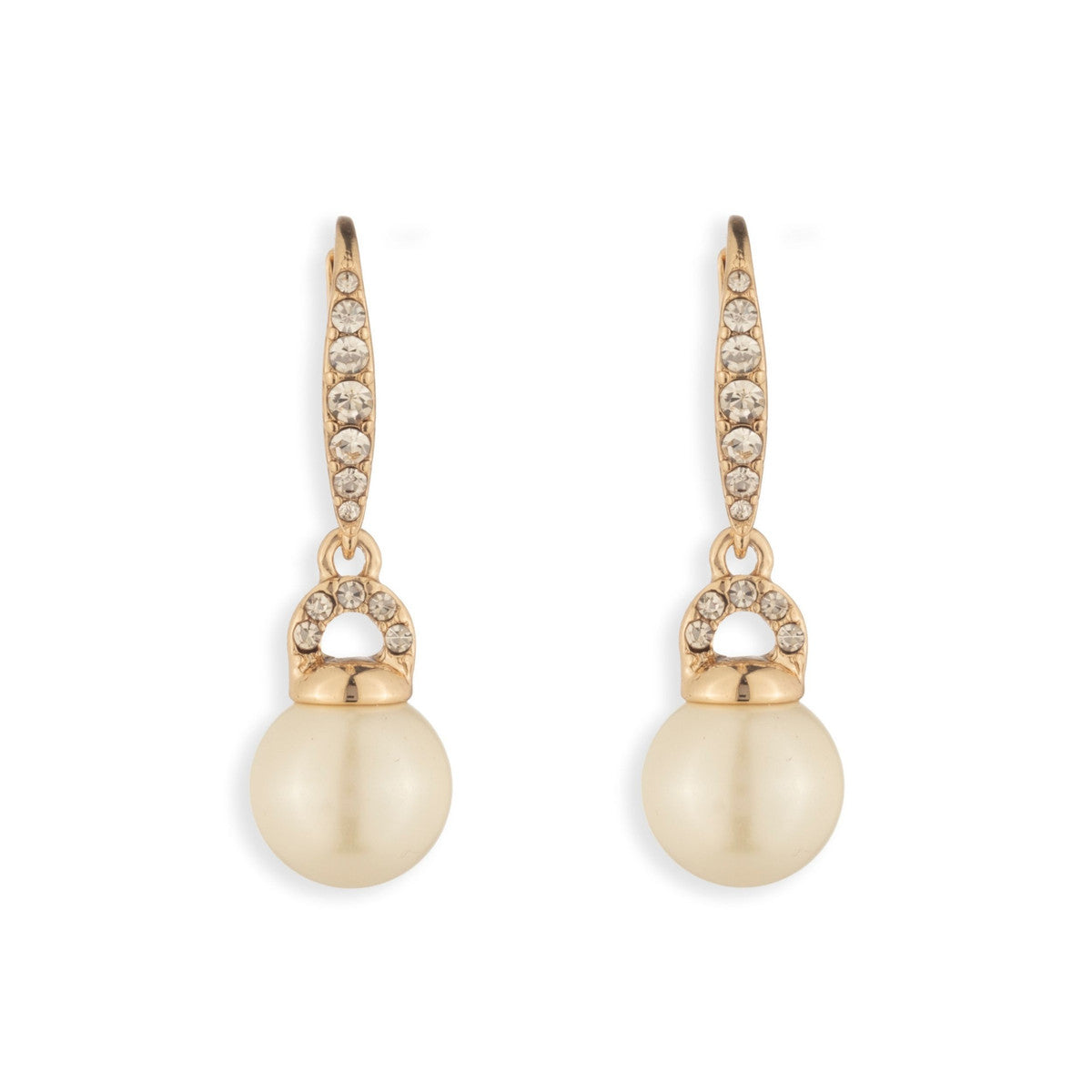 Lauren Ralph Lauren Gold Tone & Crystal Pearl Drop Earrings