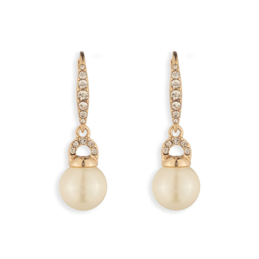 Lauren Ralph Lauren Gold Tone & Crystal Pearl Drop Earrings