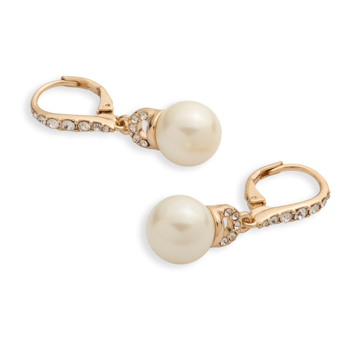 Lauren Ralph Lauren Gold Tone & Crystal Pearl Drop Earrings
