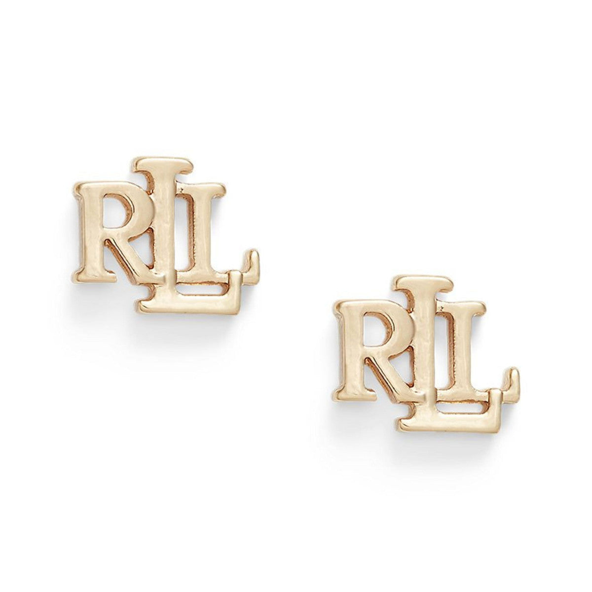 Lauren Ralph Lauren Gold Tone Logo Stud Earrings