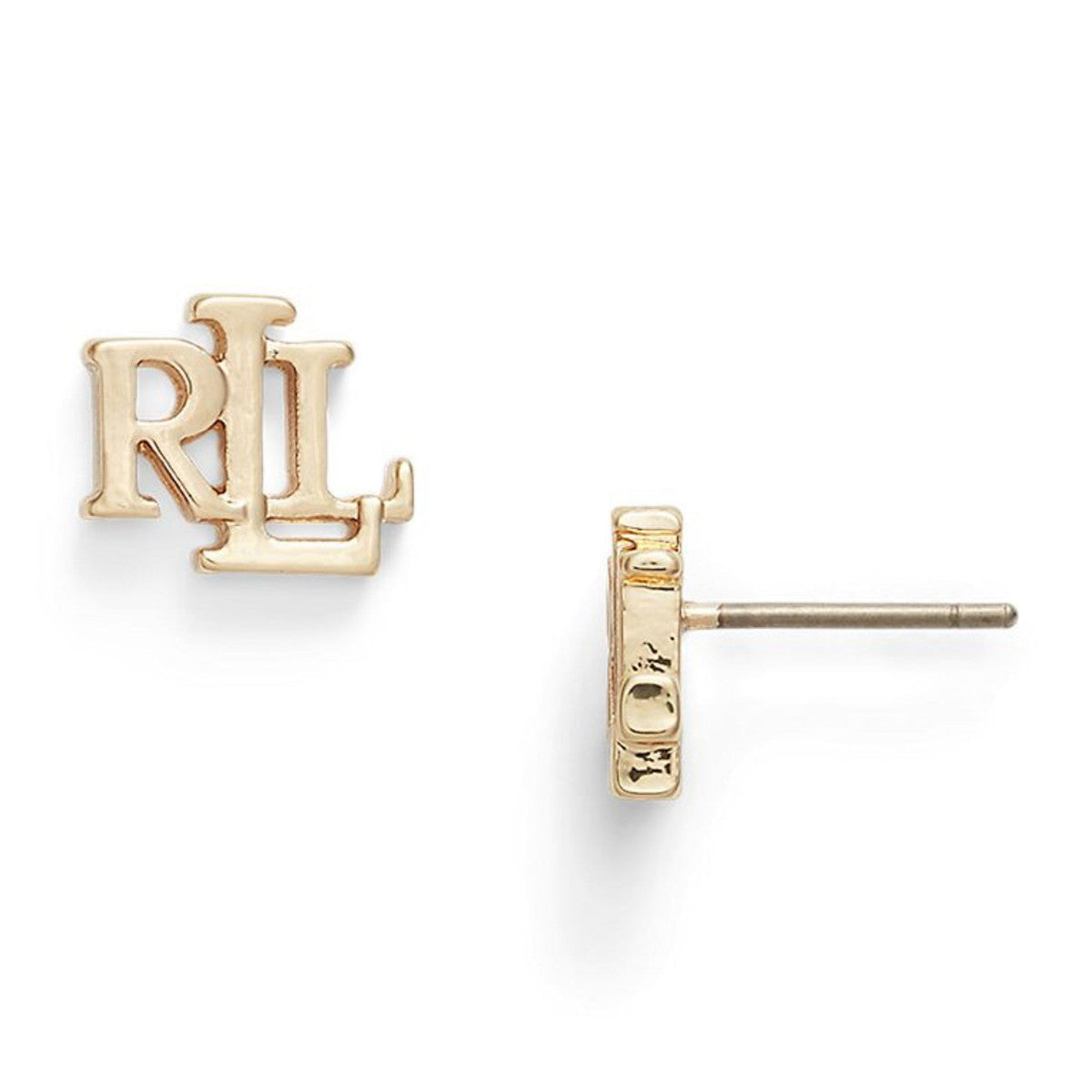 Lauren Ralph Lauren Gold Tone Logo Stud Earrings