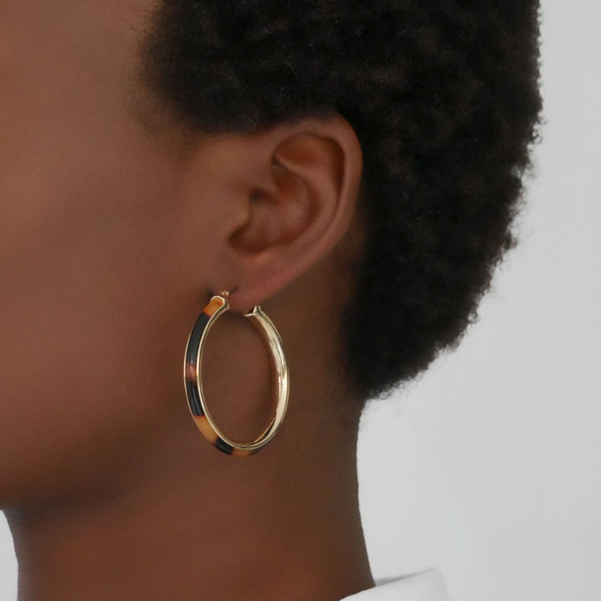 Lauren Ralph Lauren Gold Tone & Tortoise Large Hoop Earrings