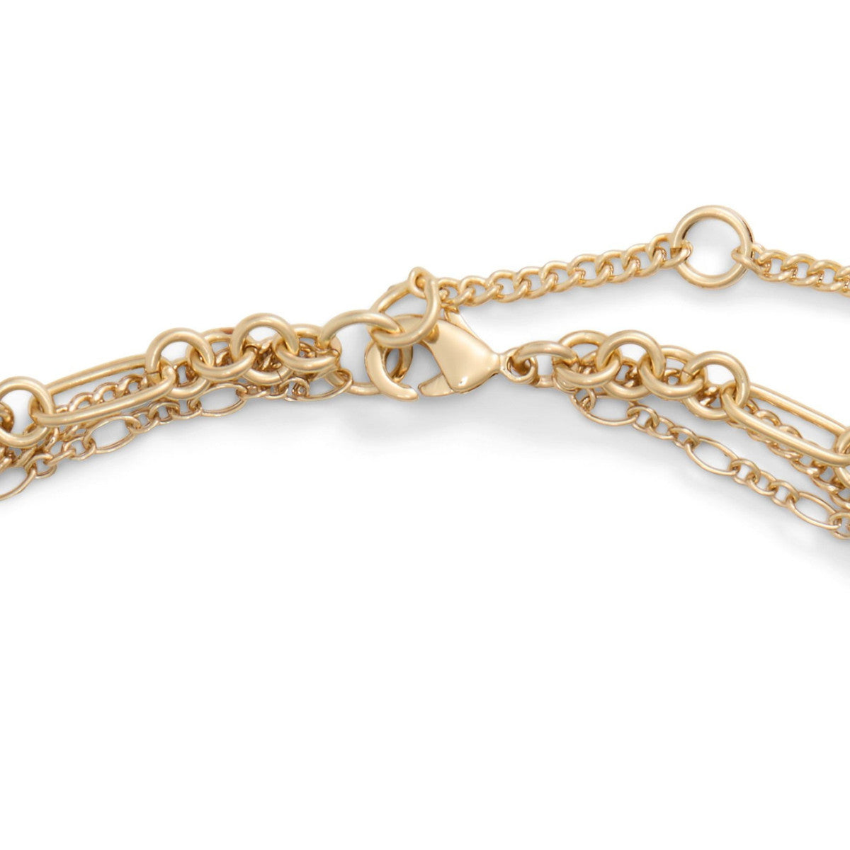 Lauren Ralph Lauren Gold Tone Logo Shield Double Multi Row Necklace