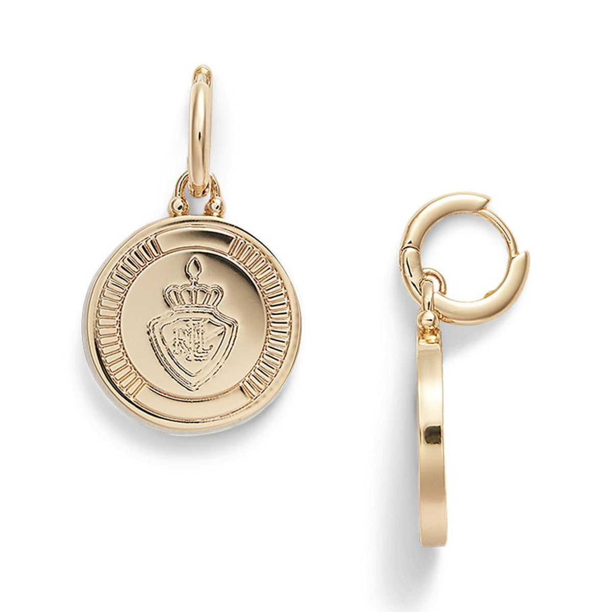 Lauren Ralph Lauren Gold Tone Logo Shield Drop Earrings