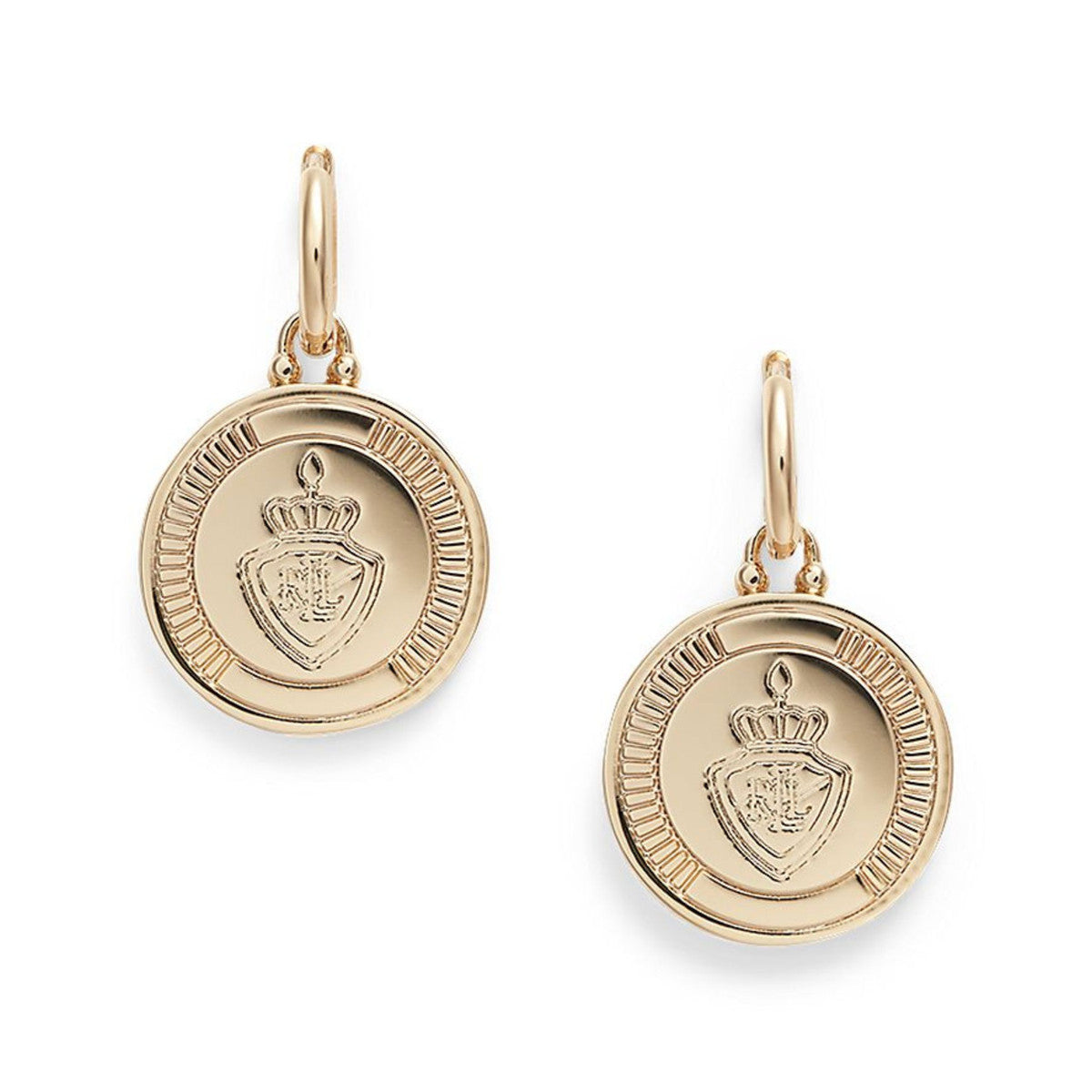 Lauren Ralph Lauren Gold Tone Logo Shield Drop Earrings