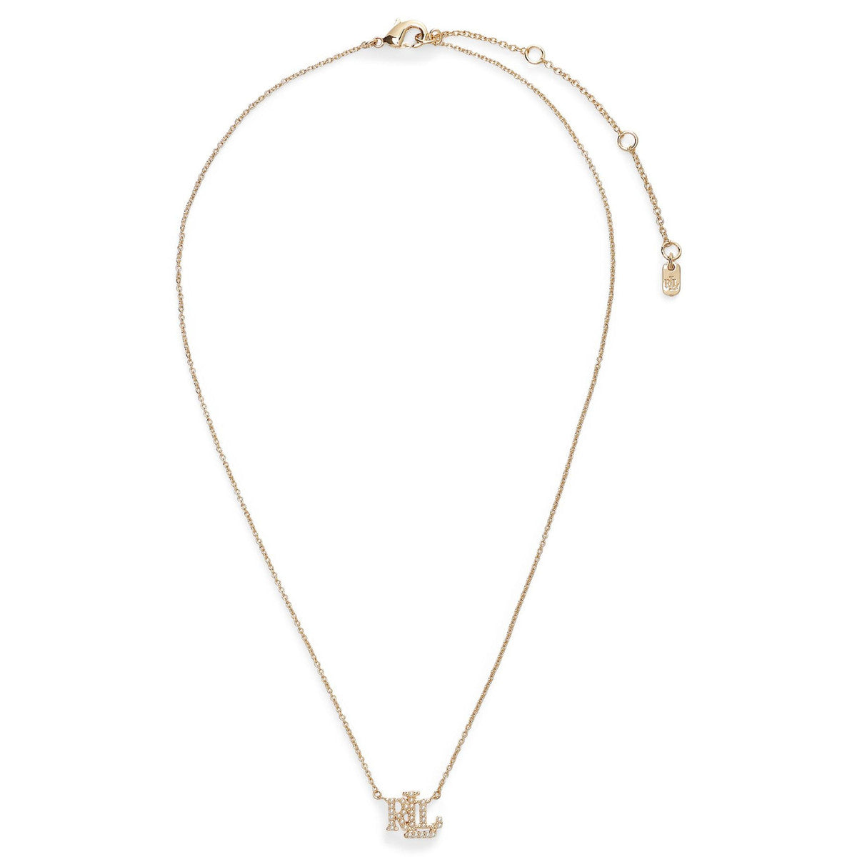 Lauren Ralph Lauren Gold Tone & Faux Pearl Logo Pendant