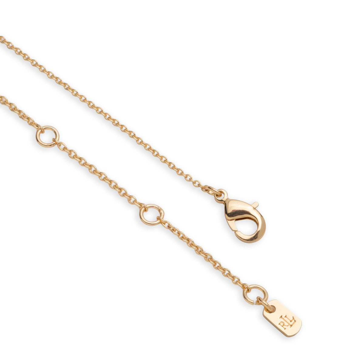 Lauren Ralph Lauren Gold Tone & Faux Pearl Logo Pendant