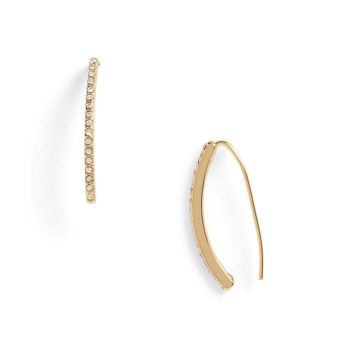 Lauren Ralph Lauren Gold Tone Pavé Threader Earrings