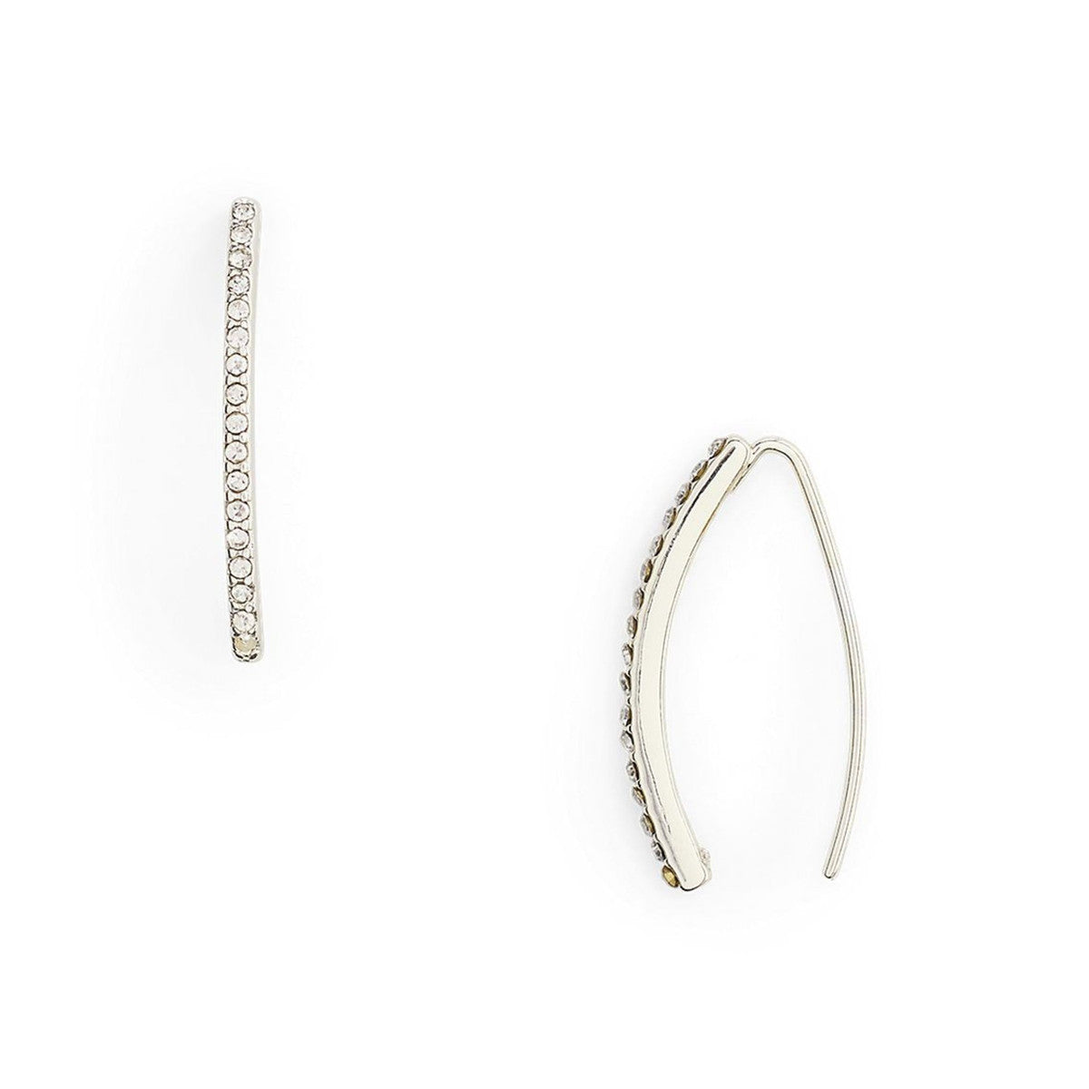 Lauren Ralph Lauren Silver Tone Pavé Threader Earrings