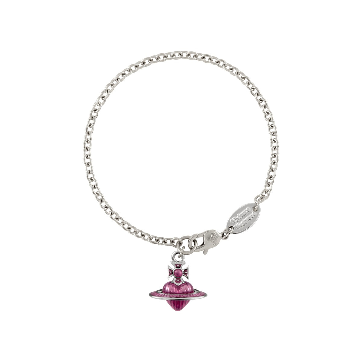 Vivienne Westwood Silver Rose Fabianna Heart Orb Charm Bracelet