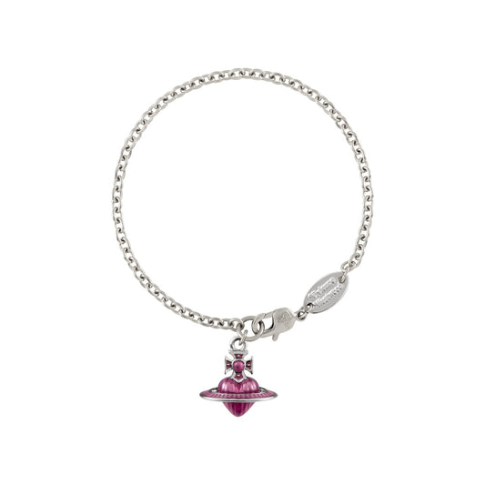 Vivienne Westwood Silver Rose Fabianna Heart Orb Charm Bracelet