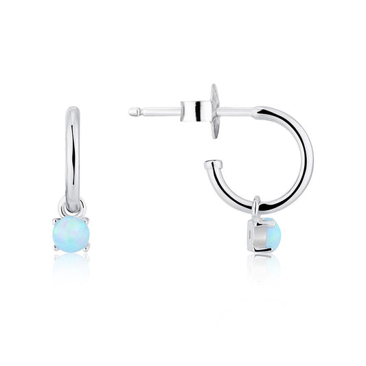 Argento Blue Opal Hoop Earrings