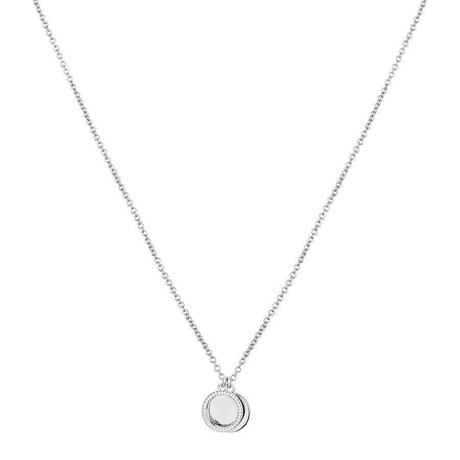 Argento Silver Crystal Double Disc Necklace