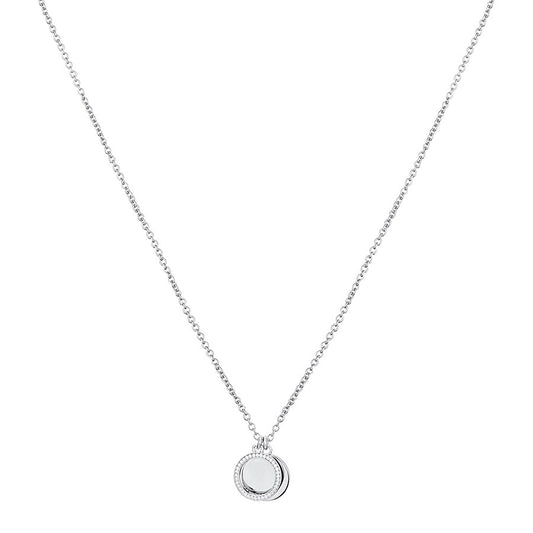 Argento Silver Crystal Double Disc Necklace