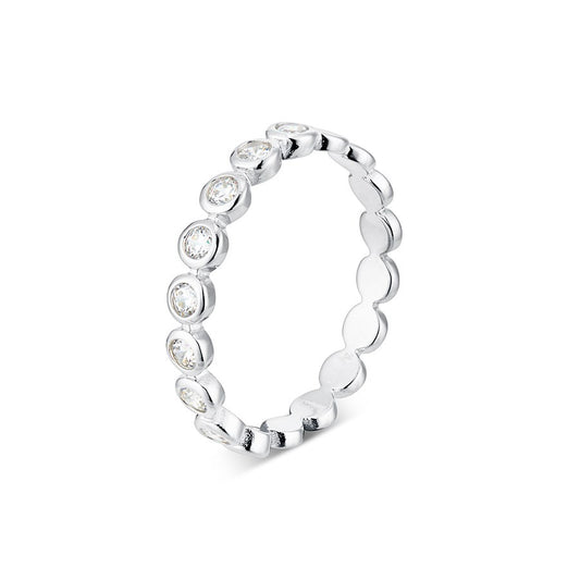 Argento Silver Crystal Circle Ring