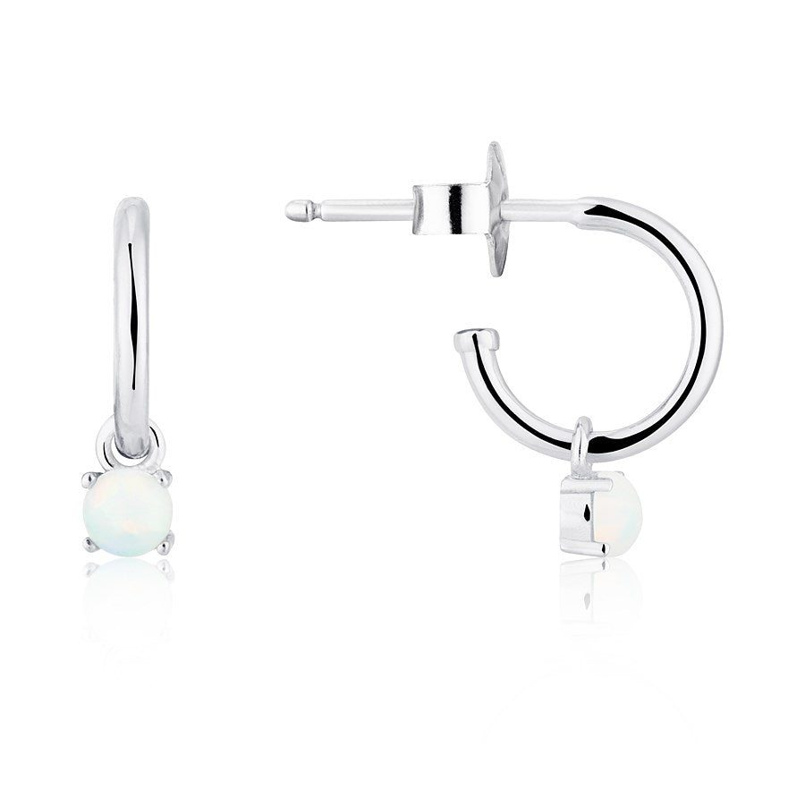 Argento White Opal Hoop Earrings