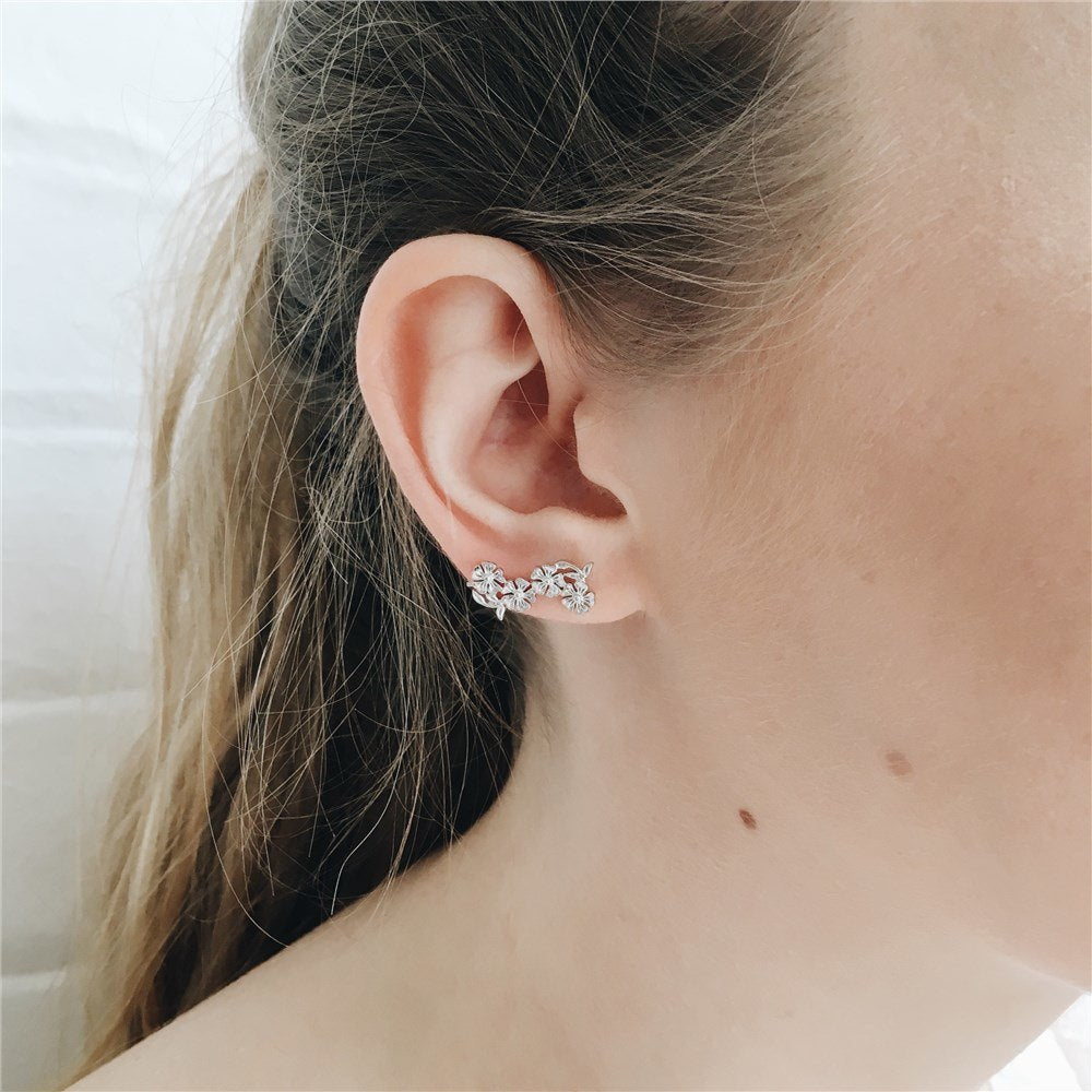 Olivia Burton Lace Detail Silver Crawler Earrings