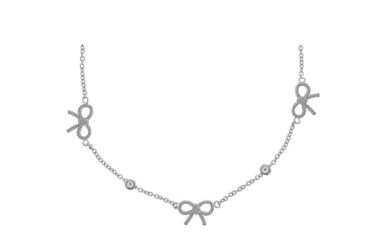 Olivia Burton Vintage Bow and Ball Silver Necklace