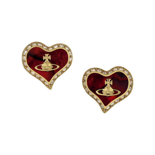 Vivienne Westwood Gold Red Petra Heart Studs