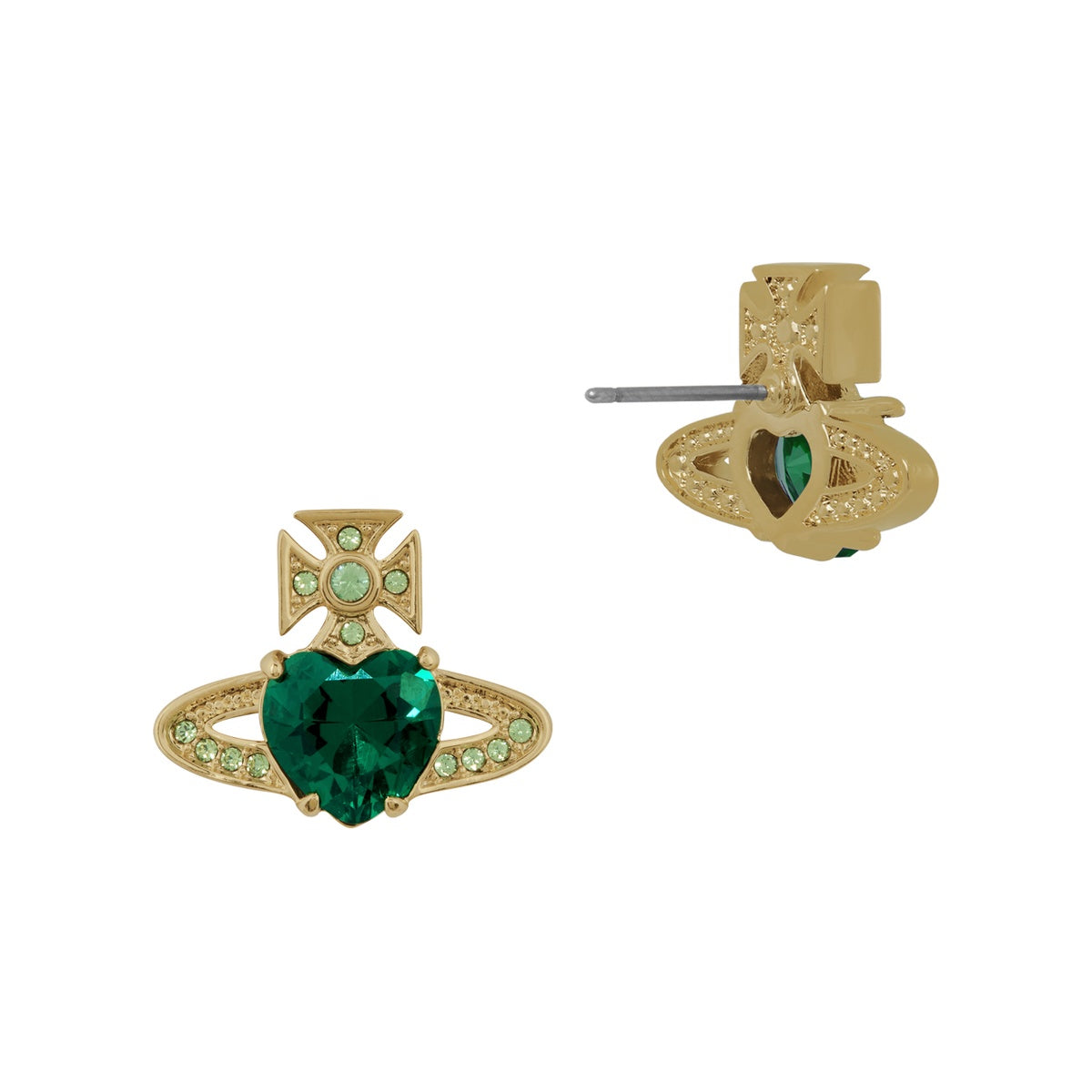 Vivienne Westwood Gold Emerald Green Ariella Studs